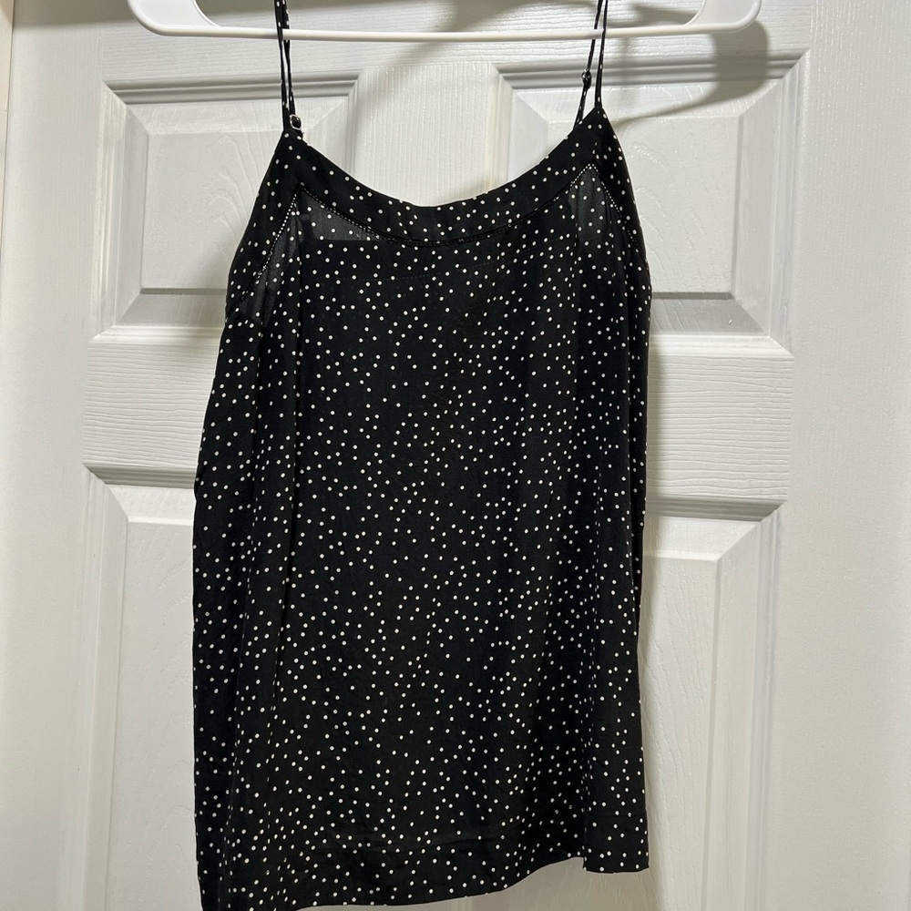 Madewell black and white dot silk tank